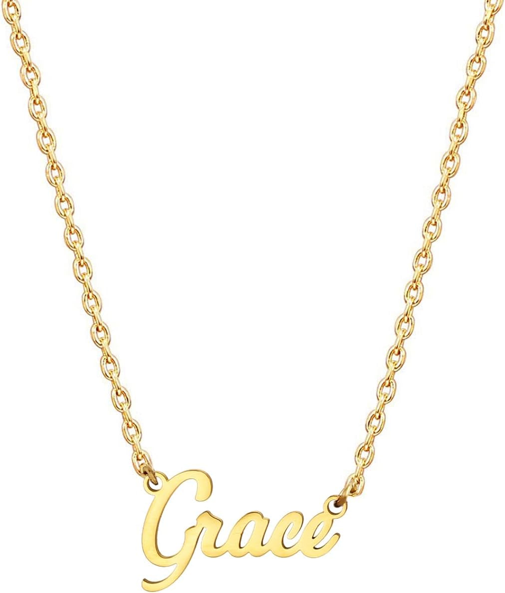 18K Gold Plated Stainless Steel Name Necklace Personalized Custom Name Necklace Customized Nameplate Necklace for Women