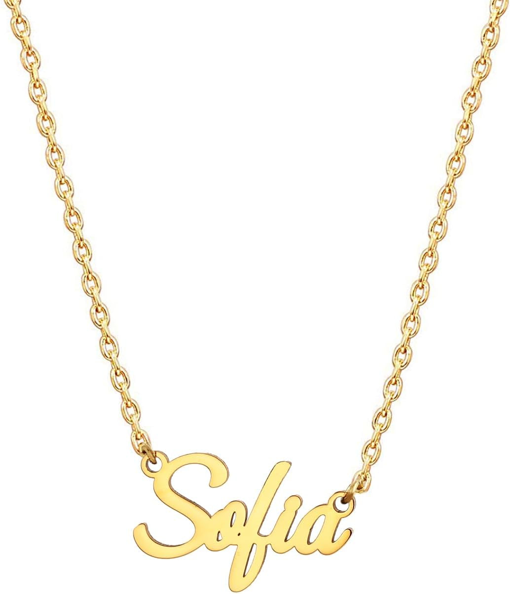 18K Gold Plated Stainless Steel Name Necklace Personalized Custom Name Necklace Customized Nameplate Necklace for Women