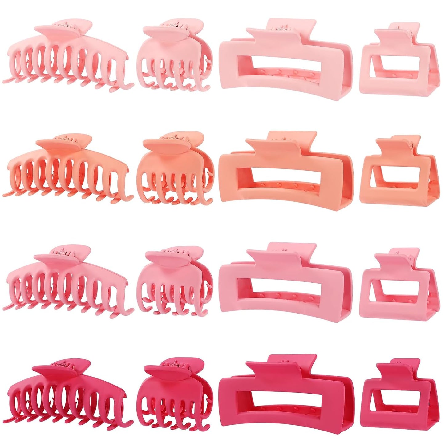 Hair Clip 16 Count for Women - Hair Claws for Thin Thick Curly Hair - Large and Small Matte Banana Clips - Strong Hold Nonslip Hair Claws - Various Sizes and Styles