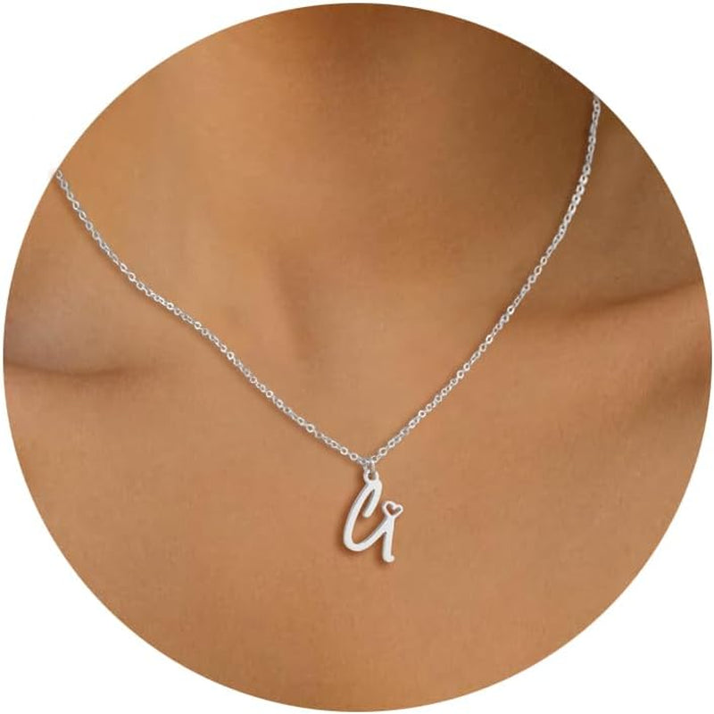 Initial Necklace for Women, Gold Dainty A-Z Letter Pendant with Heart Choker Necklace Jewelery Gifts,Personalized Cute Tiny Initial Pendant Necklace for Girls