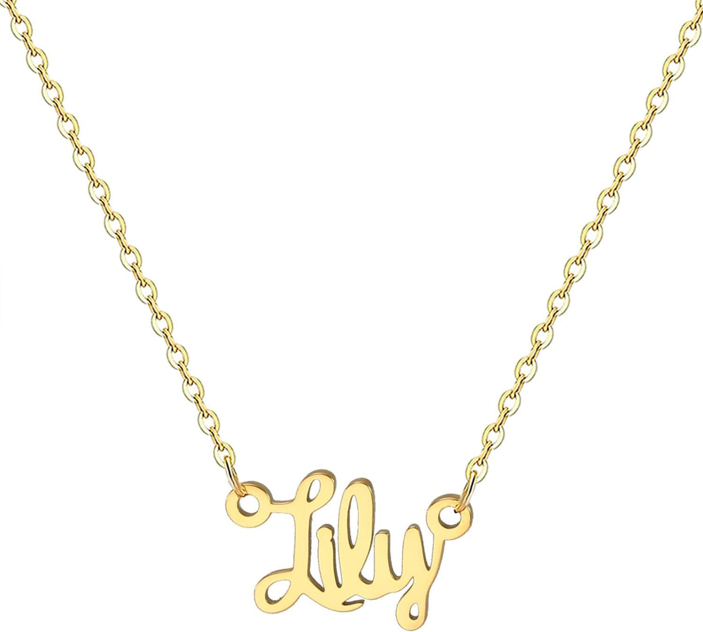 18K Gold Plated Stainless Steel Name Necklace Personalized Custom Name Necklace Customized Nameplate Necklace for Women