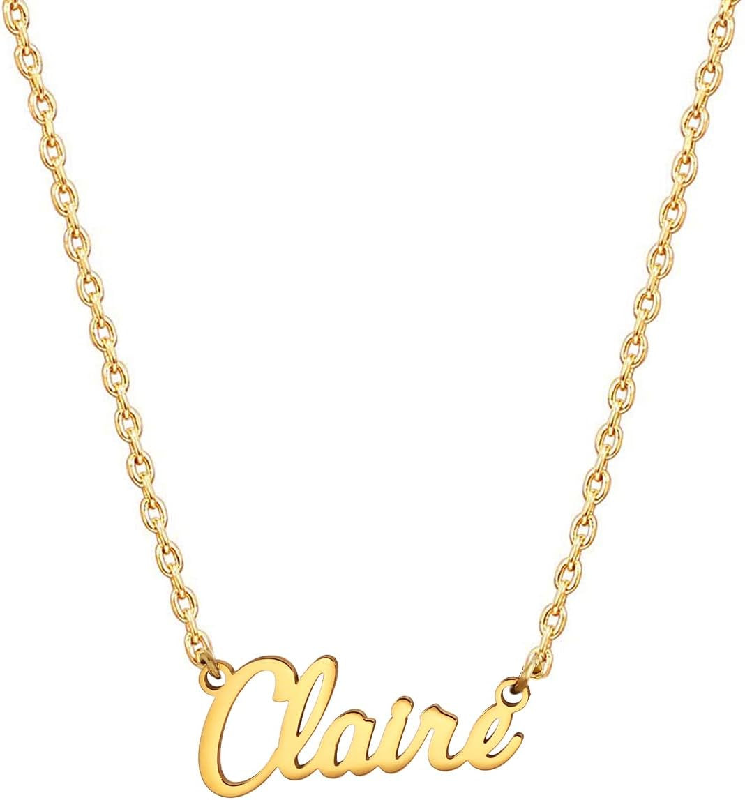 18K Gold Plated Stainless Steel Name Necklace Personalized Custom Name Necklace Customized Nameplate Necklace for Women
