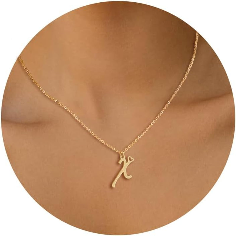 Initial Necklace for Women, Gold Dainty A-Z Letter Pendant with Heart Choker Necklace Jewelery Gifts,Personalized Cute Tiny Initial Pendant Necklace for Girls
