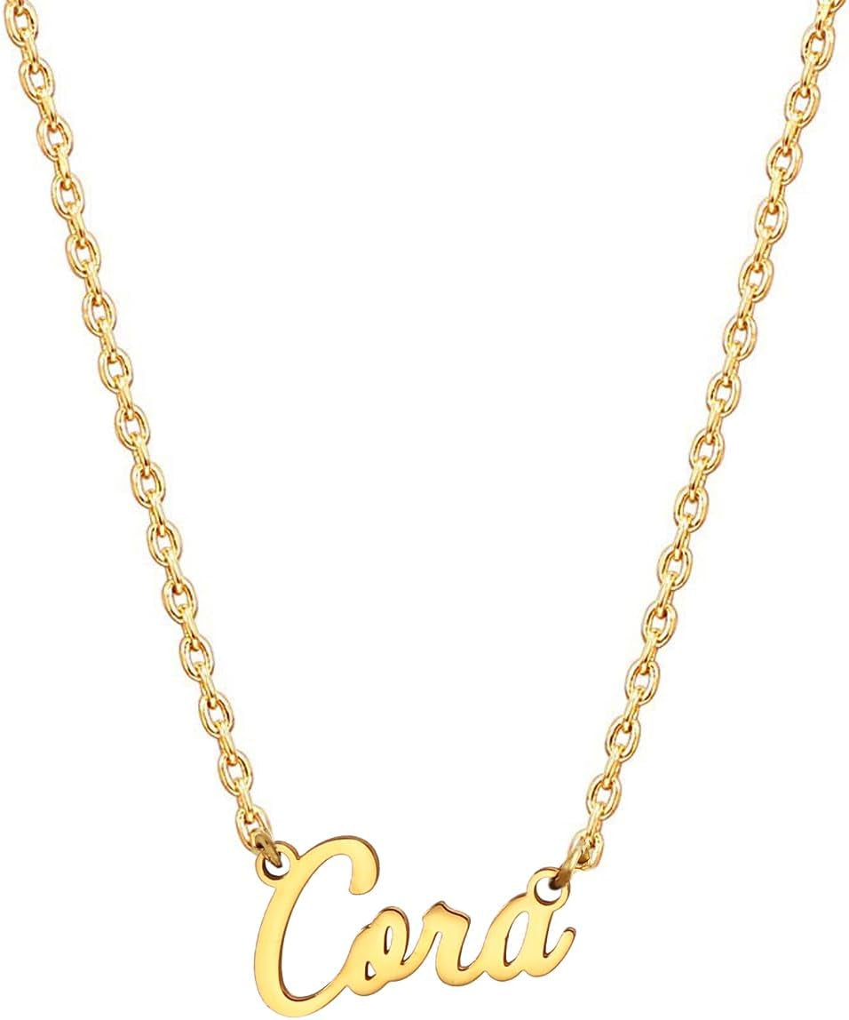 18K Gold Plated Stainless Steel Name Necklace Personalized Custom Name Necklace Customized Nameplate Necklace for Women