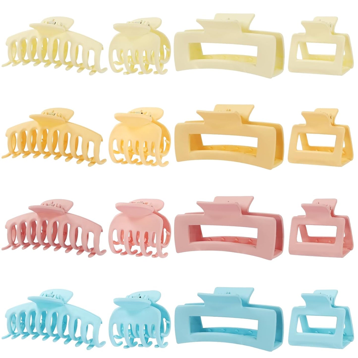 Hair Clip 16 Count for Women - Hair Claws for Thin Thick Curly Hair - Large and Small Matte Banana Clips - Strong Hold Nonslip Hair Claws - Various Sizes and Styles
