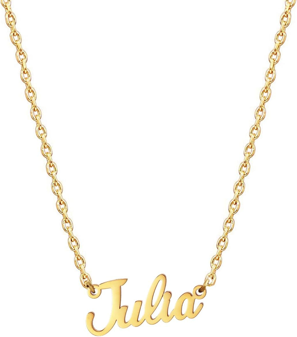 18K Gold Plated Stainless Steel Name Necklace Personalized Custom Name Necklace Customized Nameplate Necklace for Women