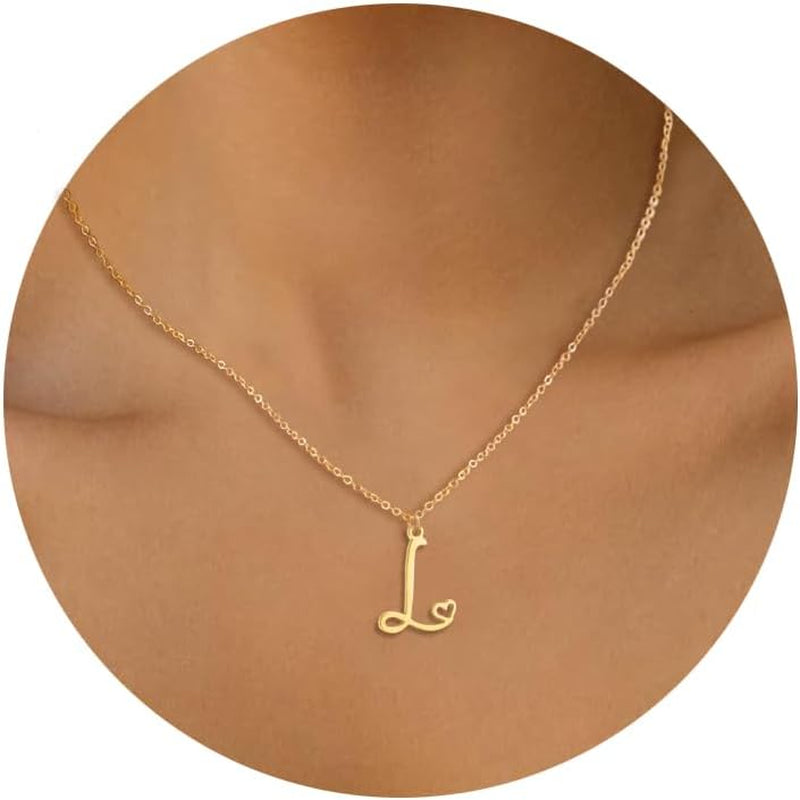 Initial Necklace for Women, Gold Dainty A-Z Letter Pendant with Heart Choker Necklace Jewelery Gifts,Personalized Cute Tiny Initial Pendant Necklace for Girls