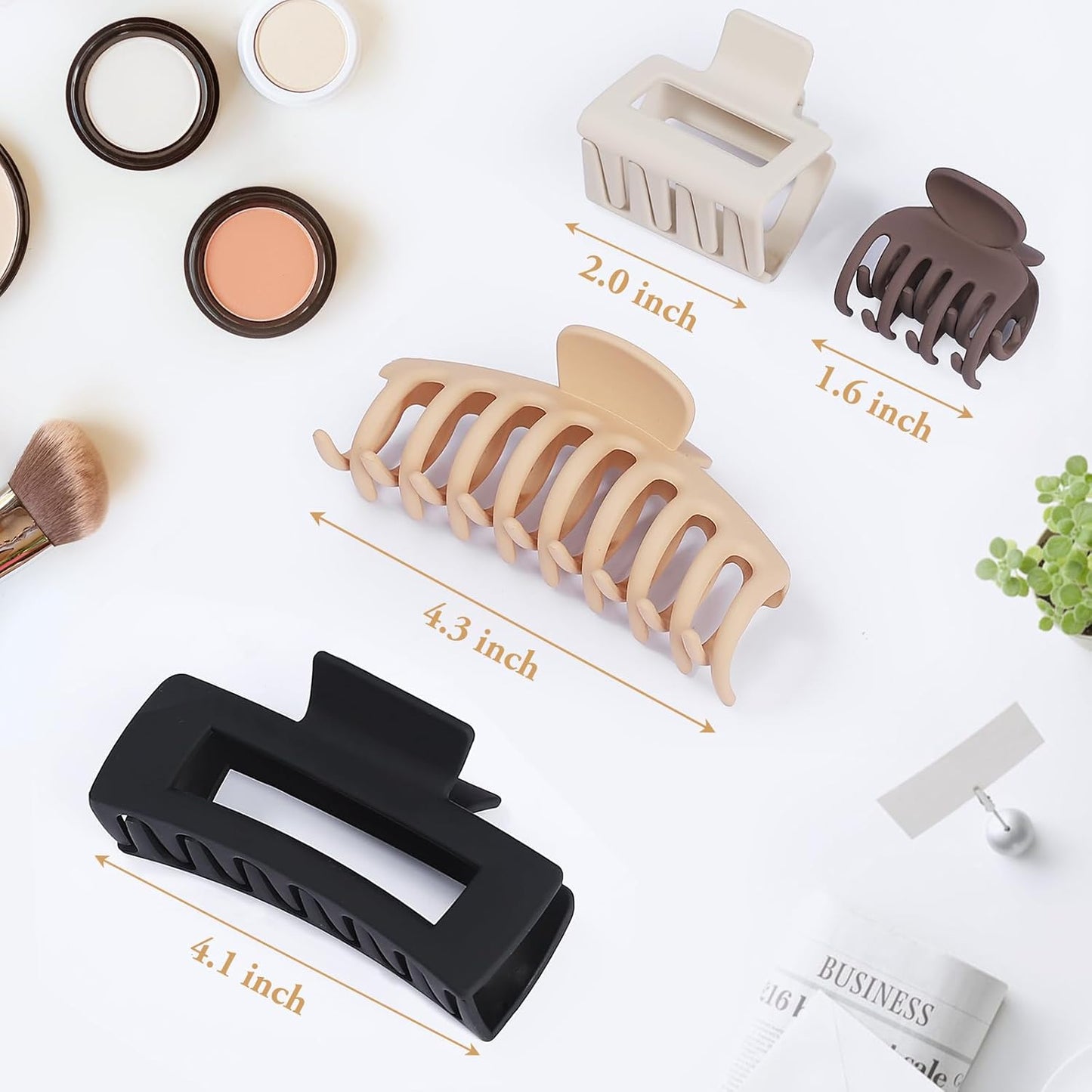 Hair Clip 16 Count for Women - Hair Claws for Thin Thick Curly Hair - Large and Small Matte Banana Clips - Strong Hold Nonslip Hair Claws - Various Sizes and Styles