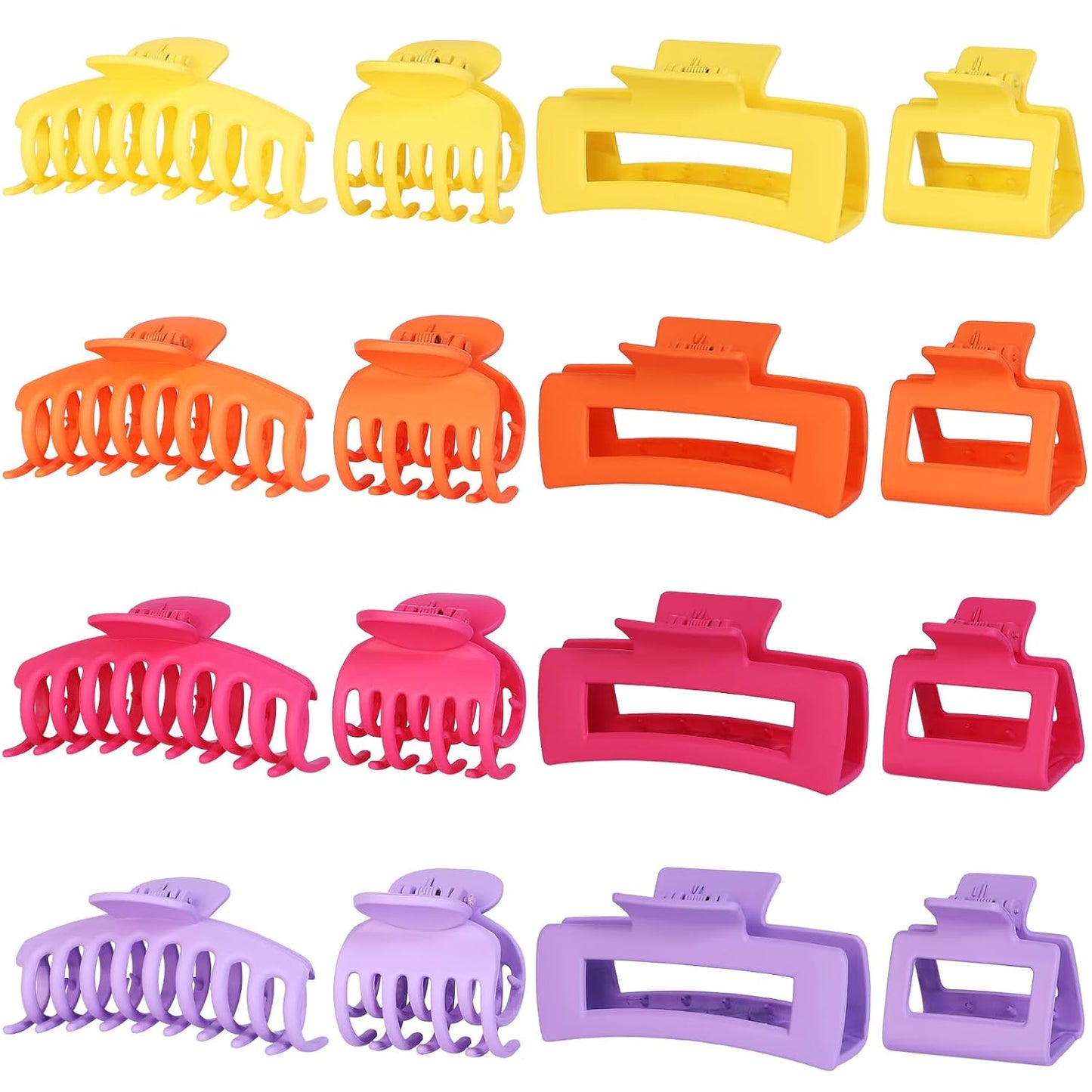 Hair Clip 16 Count for Women - Hair Claws for Thin Thick Curly Hair - Large and Small Matte Banana Clips - Strong Hold Nonslip Hair Claws - Various Sizes and Styles