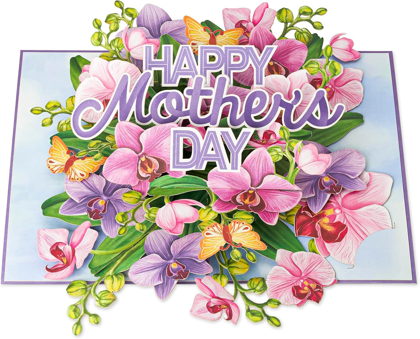 Mothers Day Pop up Cards, Happy Mother'S Day, Orchid, Butterfly, 3D Greeting Cards, Gift for Mom, Godmother, Stepmom, Sister, Mother in Law, Wife, 5X7 - Includes Envelope and Message Note