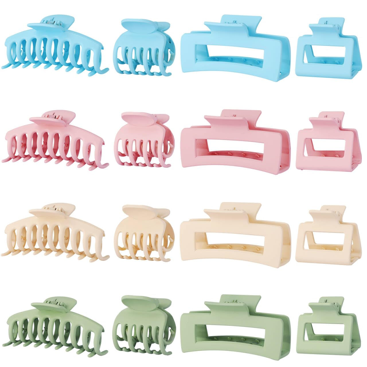 Hair Clip 16 Count for Women - Hair Claws for Thin Thick Curly Hair - Large and Small Matte Banana Clips - Strong Hold Nonslip Hair Claws - Various Sizes and Styles