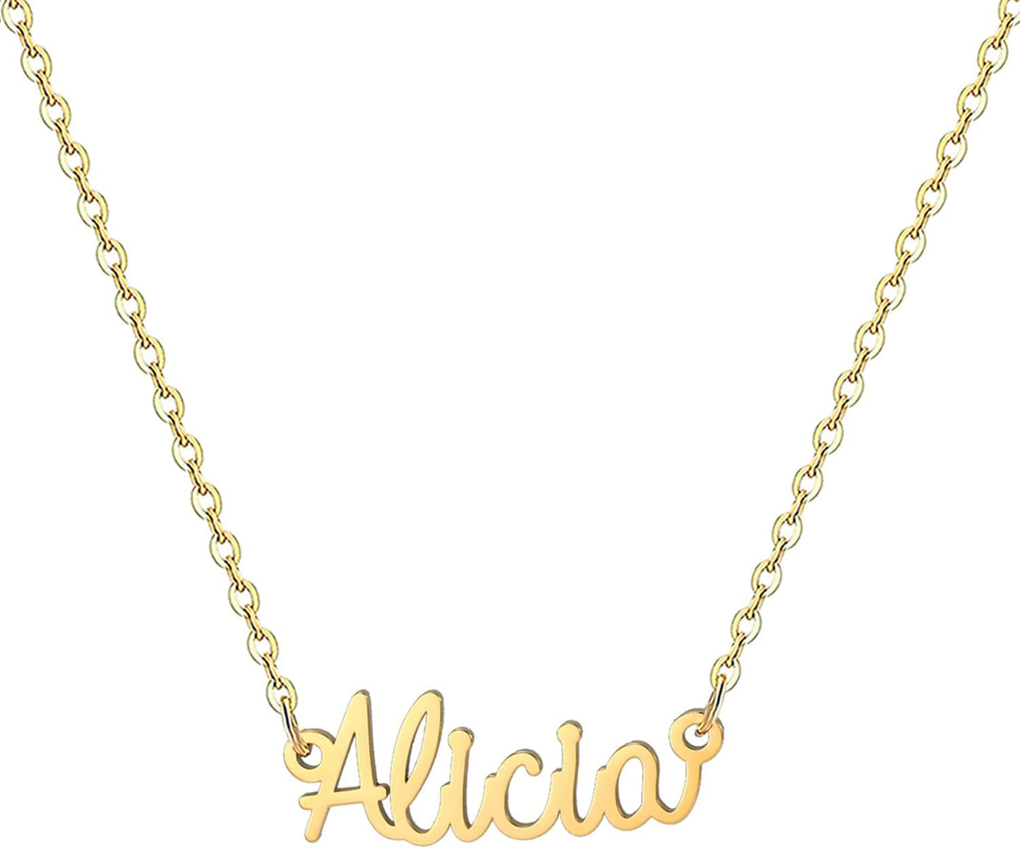 18K Gold Plated Stainless Steel Name Necklace Personalized Custom Name Necklace Customized Nameplate Necklace for Women