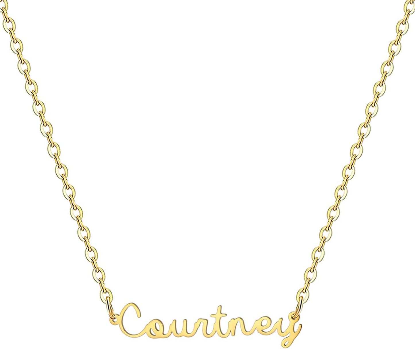 18K Gold Plated Stainless Steel Name Necklace Personalized Custom Name Necklace Customized Nameplate Necklace for Women