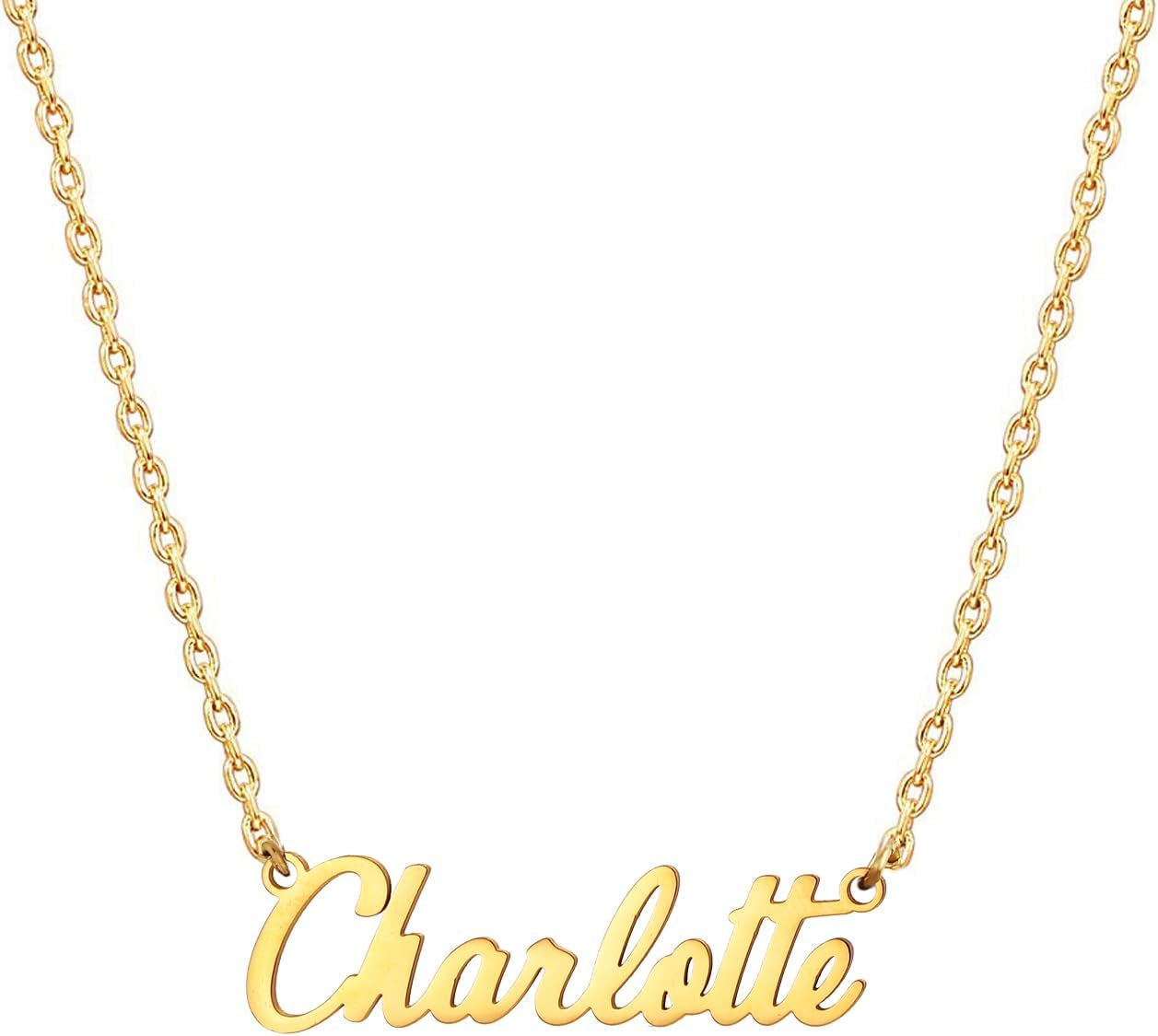 18K Gold Plated Stainless Steel Name Necklace Personalized Custom Name Necklace Customized Nameplate Necklace for Women