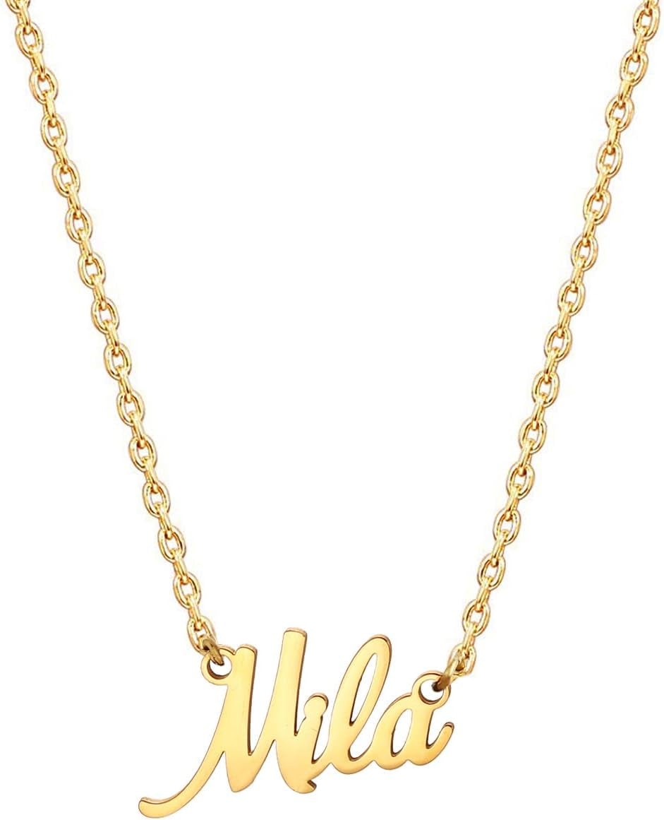 18K Gold Plated Stainless Steel Name Necklace Personalized Custom Name Necklace Customized Nameplate Necklace for Women