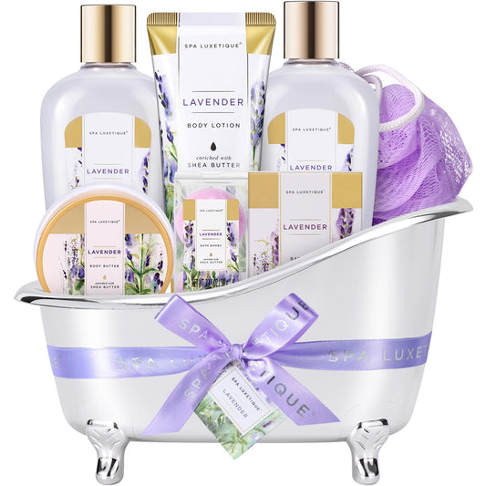 Spa Gifts for Women - Bath Baskets for Women, 8 Pcs Lavender Bath Sets with Bubble Bath, Lotion, Birthday Sets, Mothers Day Gifts for Mom