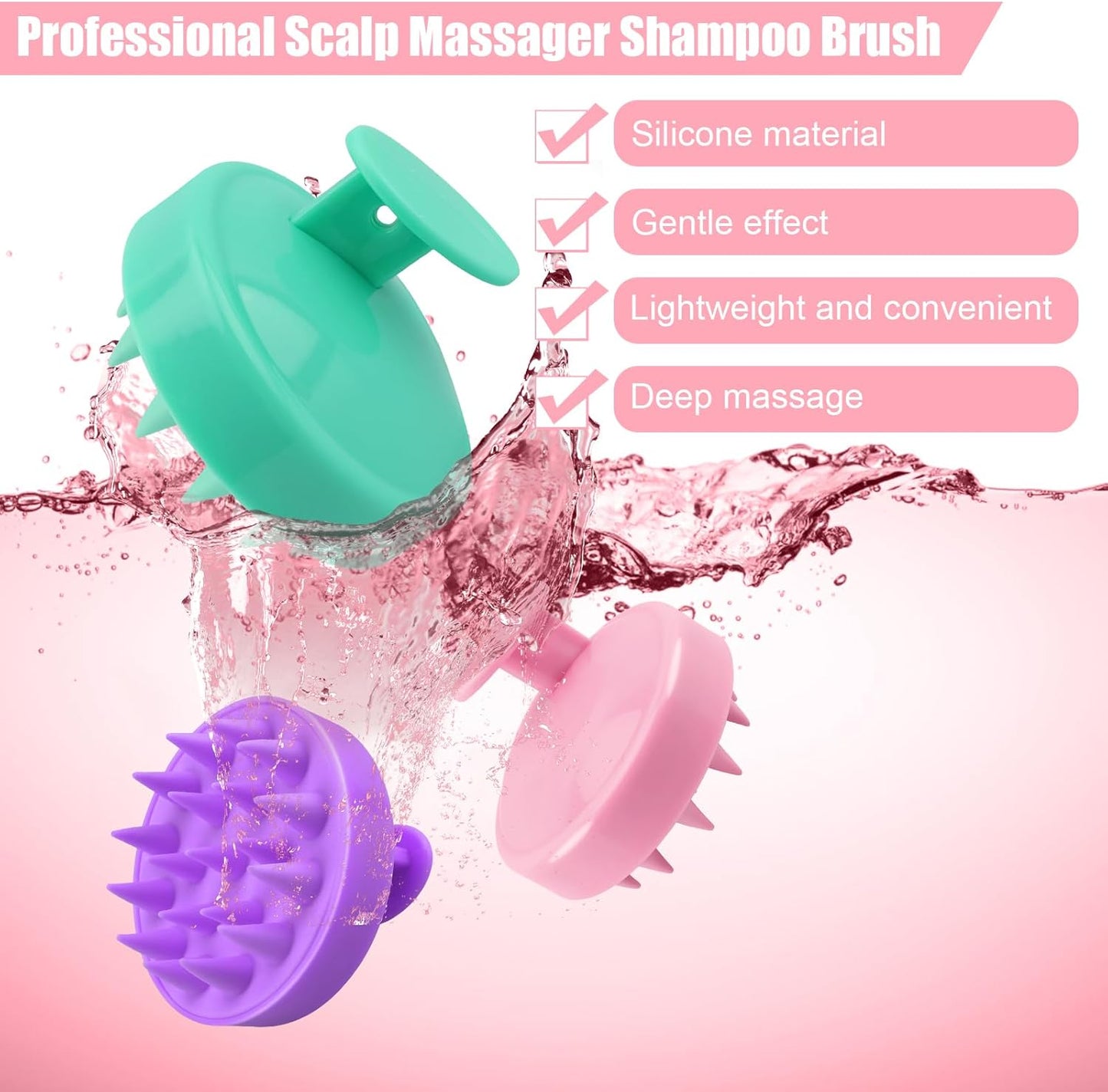 3 PCS Scalp Massager Hair Growth, Stocking Stuffers for Men Women Adult, Scalp Scrubber Shampoo Brush, Silicone Hair Scrubber, Hair Massager Scalp Deep Clean Anti-Dandruff, Scalp Massage Tool