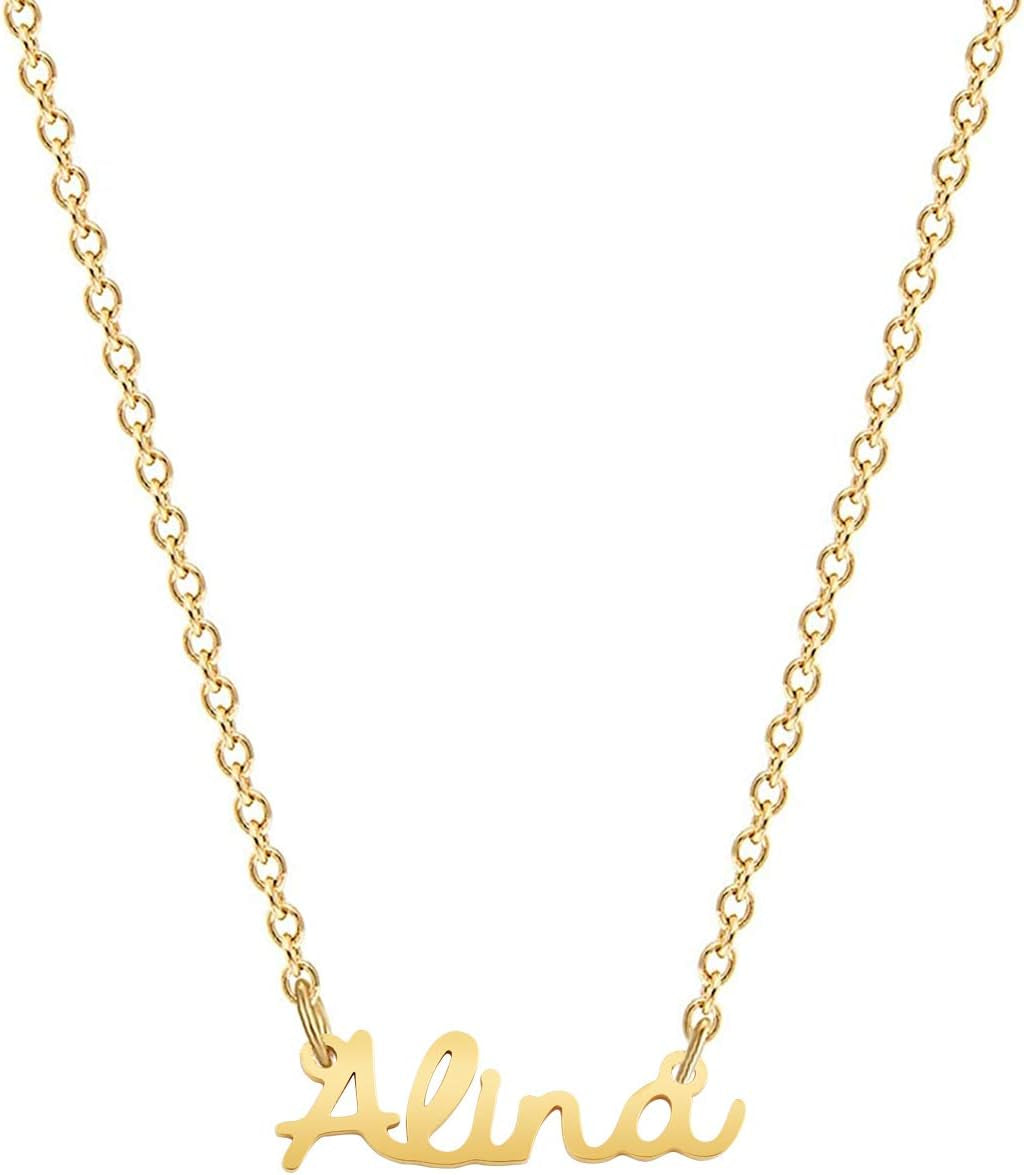 18K Gold Plated Stainless Steel Name Necklace Personalized Custom Name Necklace Customized Nameplate Necklace for Women