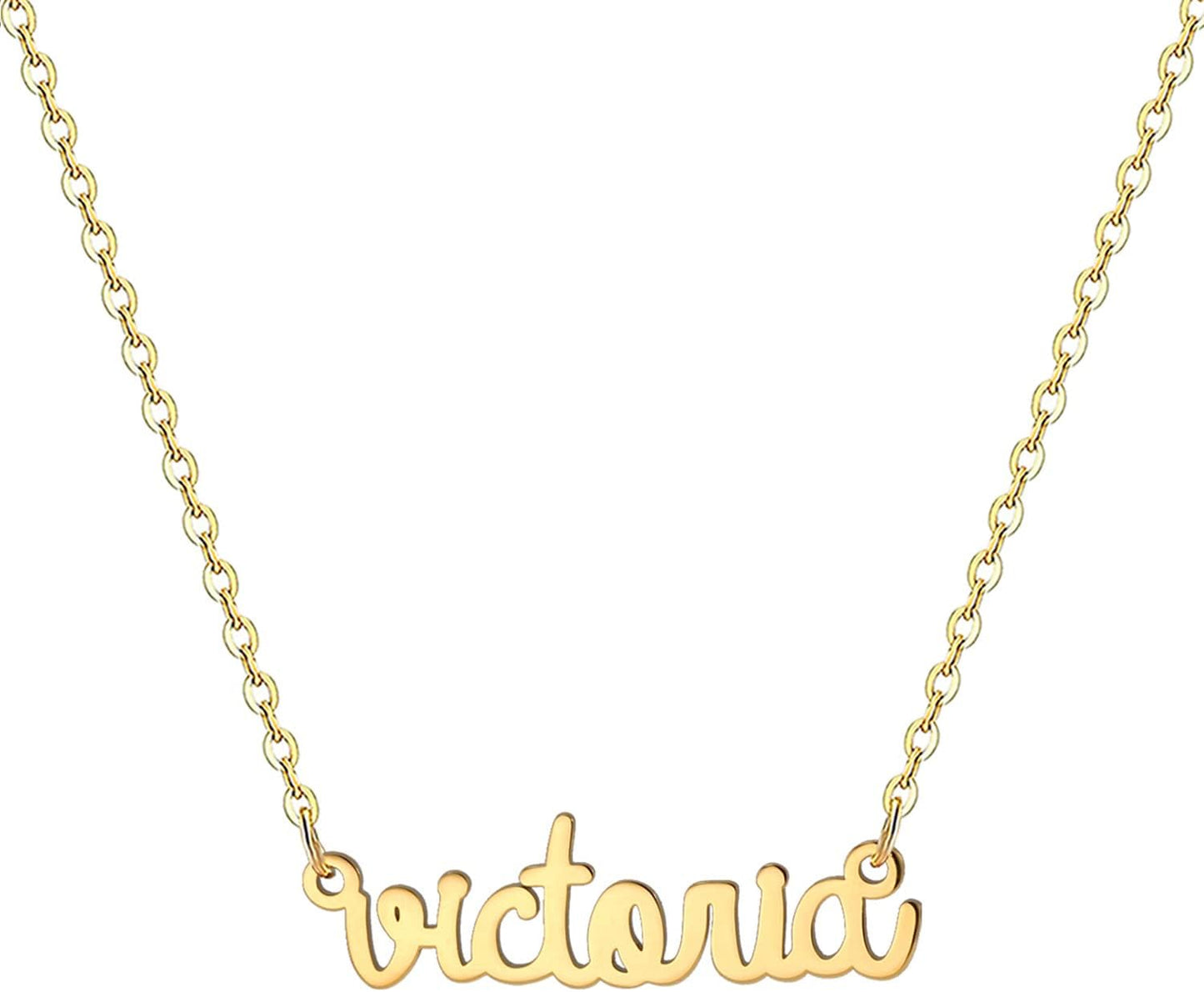 18K Gold Plated Stainless Steel Name Necklace Personalized Custom Name Necklace Customized Nameplate Necklace for Women