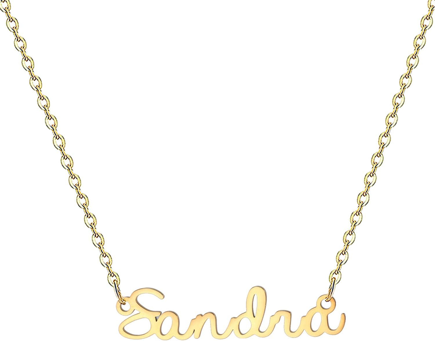 18K Gold Plated Stainless Steel Name Necklace Personalized Custom Name Necklace Customized Nameplate Necklace for Women