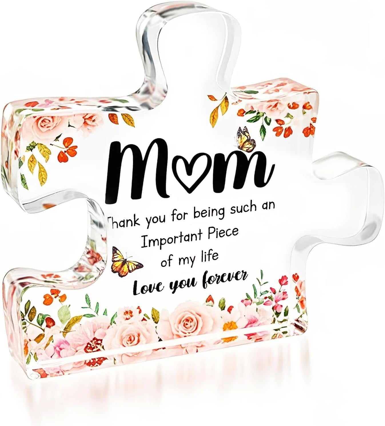 Exquisite Acrylic Puzzle Gift for Mom, Express Love and Gratitude to Mother, Mothers Gifts from Daughter Son Decorative Acrylic Block Personalized Gifts for Mom (Pink)