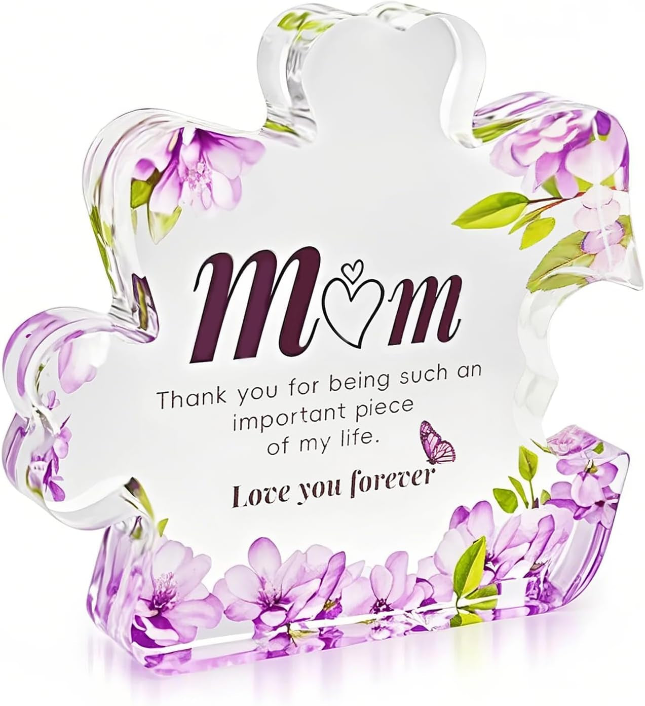 Exquisite Acrylic Puzzle Gift for Mom, Express Love and Gratitude to Mother, Mothers Gifts from Daughter Son Decorative Acrylic Block Personalized Gifts for Mom (Pink)