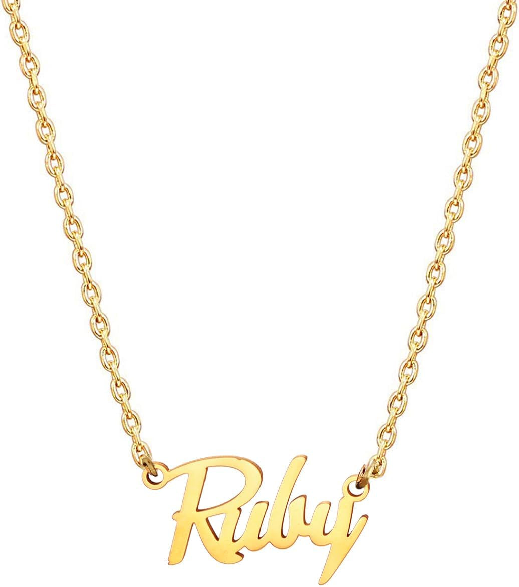 18K Gold Plated Stainless Steel Name Necklace Personalized Custom Name Necklace Customized Nameplate Necklace for Women