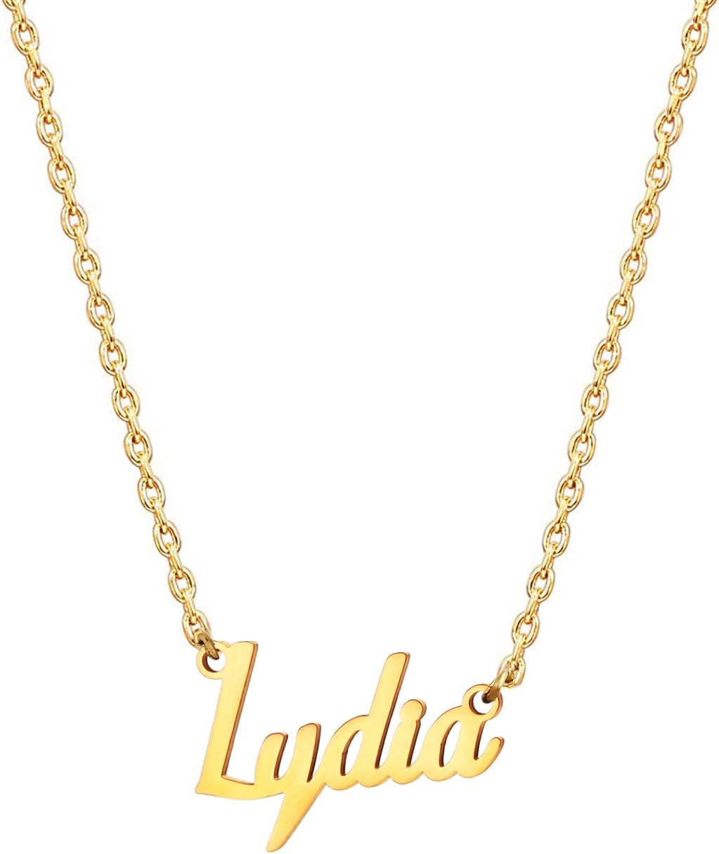 18K Gold Plated Stainless Steel Name Necklace Personalized Custom Name Necklace Customized Nameplate Necklace for Women