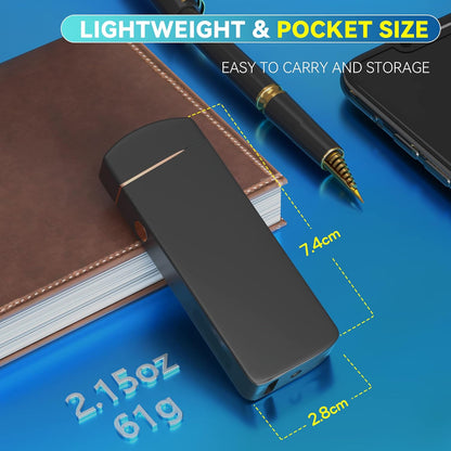 Gifts for Men Dad Him, Electric Lighter USB Rechargeable Windproof Flameless Dual Arc Plasma Lighter for Household Candle Incense Fireplace (Black)