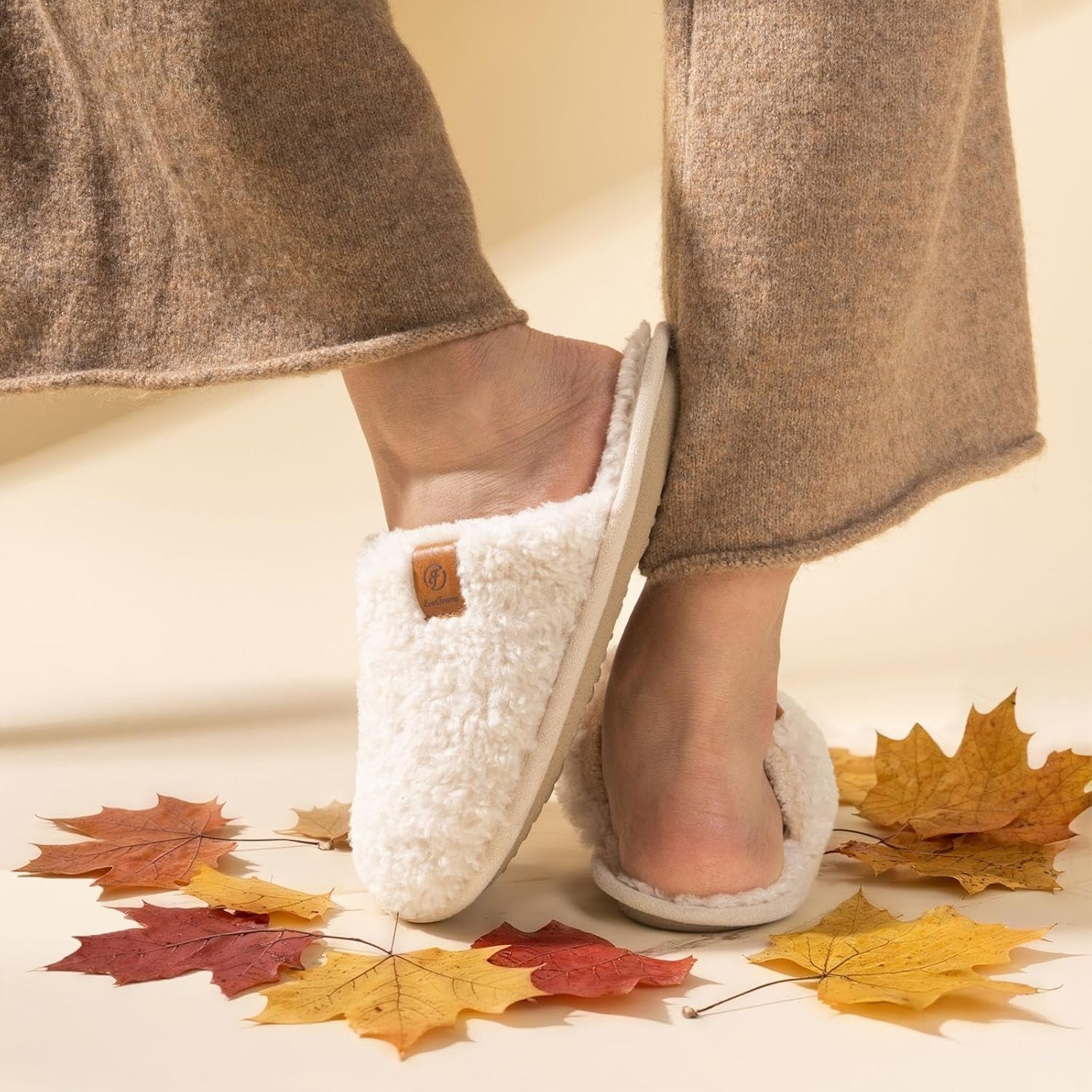 Women'S Fuzzy Slip-On Slippers Warm Cozy Soft Lightweight Memory Foam Indoor House Shoes