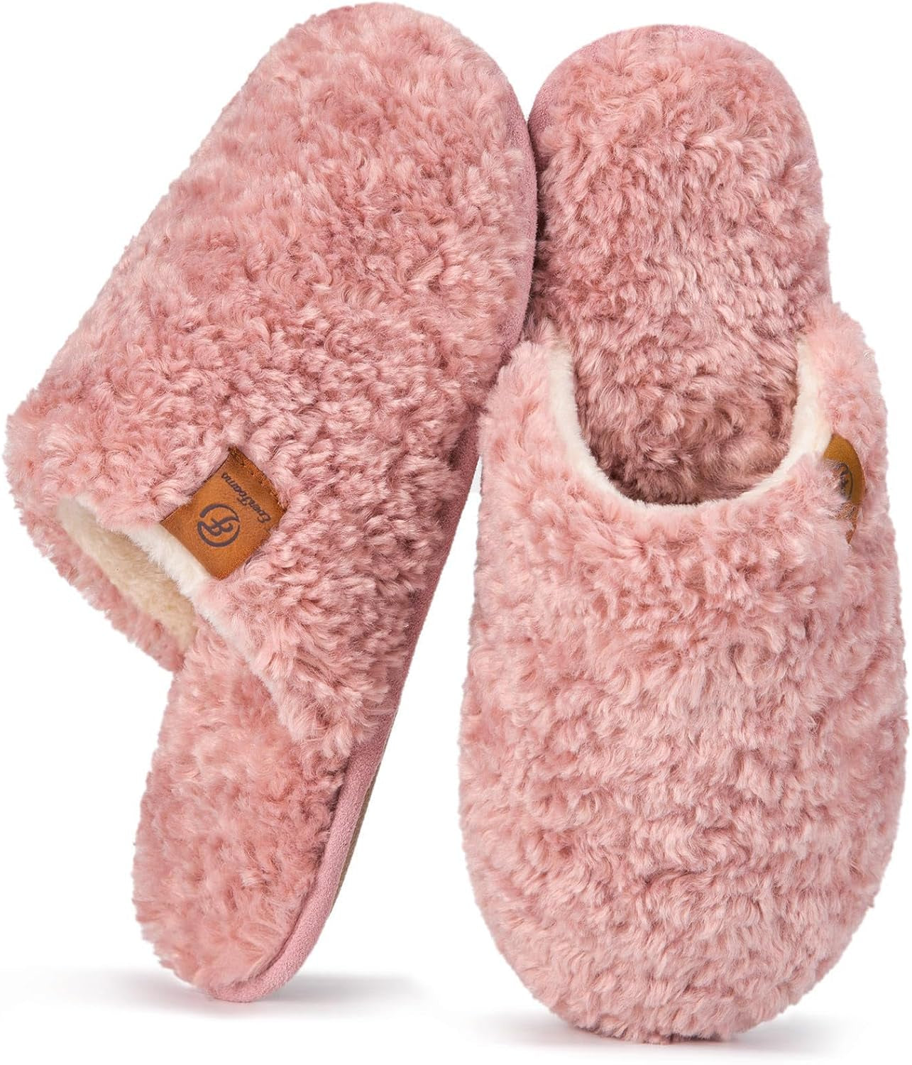 Women'S Fuzzy Slip-On Slippers Warm Cozy Soft Lightweight Memory Foam Indoor House Shoes