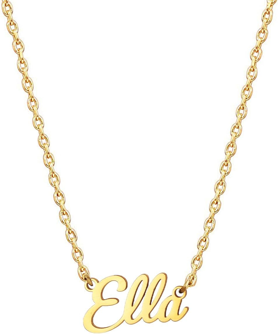 18K Gold Plated Stainless Steel Name Necklace Personalized Custom Name Necklace Customized Nameplate Necklace for Women
