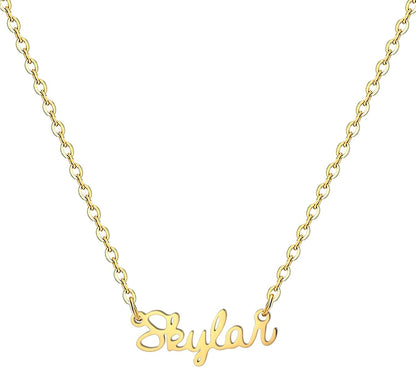 18K Gold Plated Stainless Steel Name Necklace Personalized Custom Name Necklace Customized Nameplate Necklace for Women