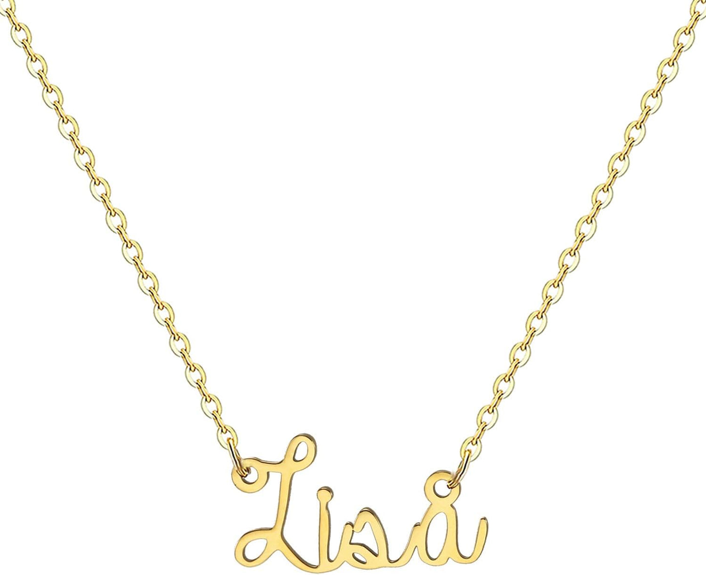 18K Gold Plated Stainless Steel Name Necklace Personalized Custom Name Necklace Customized Nameplate Necklace for Women