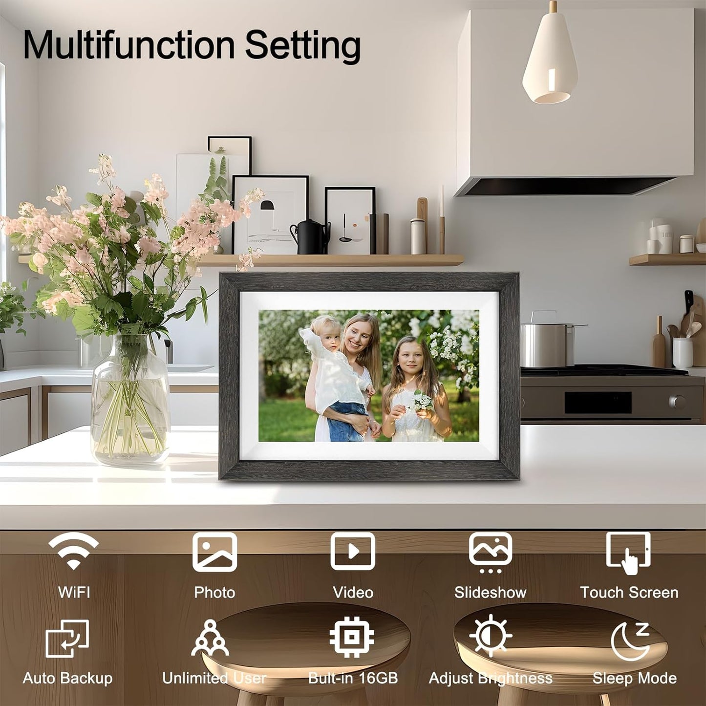 Frameo Digital Photo Frame,10.1 Inch Wifi Smart Digital Picture Frame with HD IPS Touch Screen,Auto-Rotate,Send Pictures from Anywhere via Frameo App,Gifts for Mom