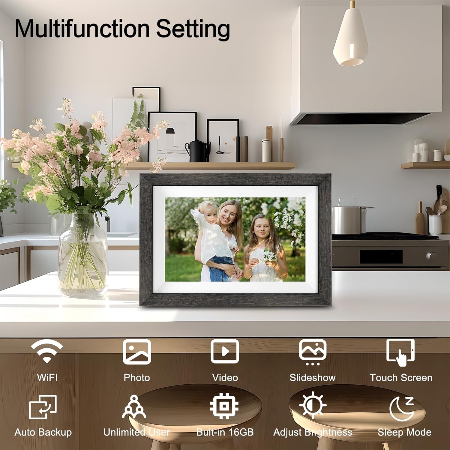 Frameo Digital Photo Frame,10.1 Inch Wifi Smart Digital Picture Frame with HD IPS Touch Screen,Auto-Rotate,Send Pictures from Anywhere via Frameo App,Gifts for Mom