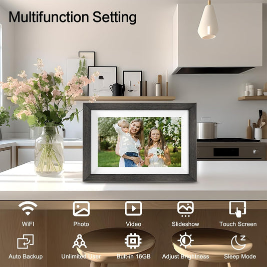 Frameo Digital Photo Frame,10.1 Inch Wifi Smart Digital Picture Frame with HD IPS Touch Screen,Auto-Rotate,Send Pictures from Anywhere via Frameo App,Gifts for Mom