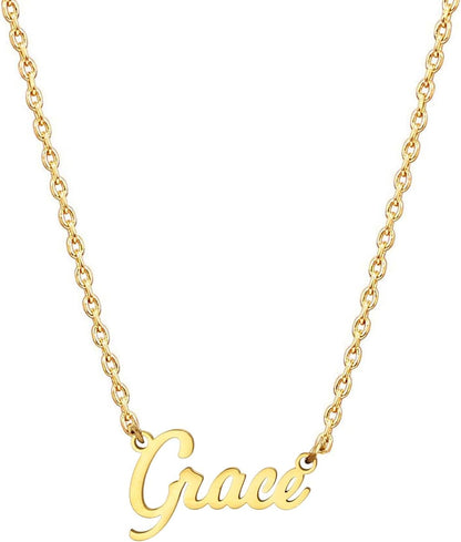 18K Gold Plated Stainless Steel Name Necklace Personalized Custom Name Necklace Customized Nameplate Necklace for Women
