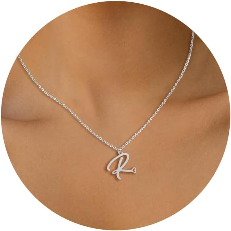 Initial Necklace for Women, Gold Dainty A-Z Letter Pendant with Heart Choker Necklace Jewelery Gifts,Personalized Cute Tiny Initial Pendant Necklace for Girls