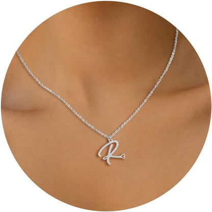 Initial Necklace for Women, Gold Dainty A-Z Letter Pendant with Heart Choker Necklace Jewelery Gifts,Personalized Cute Tiny Initial Pendant Necklace for Girls