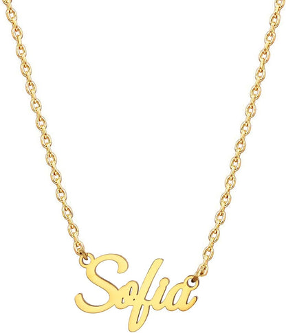 18K Gold Plated Stainless Steel Name Necklace Personalized Custom Name Necklace Customized Nameplate Necklace for Women