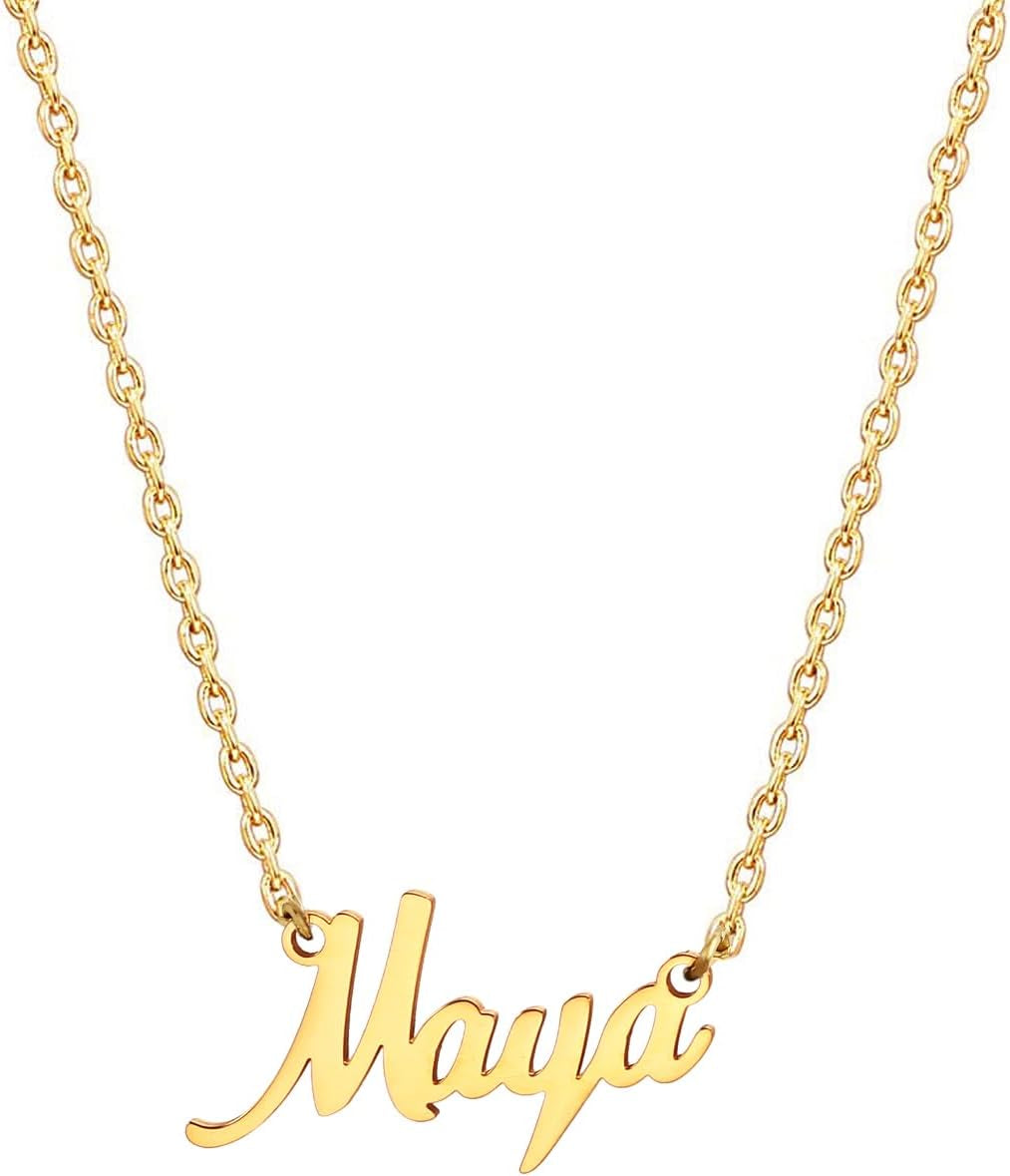 18K Gold Plated Stainless Steel Name Necklace Personalized Custom Name Necklace Customized Nameplate Necklace for Women