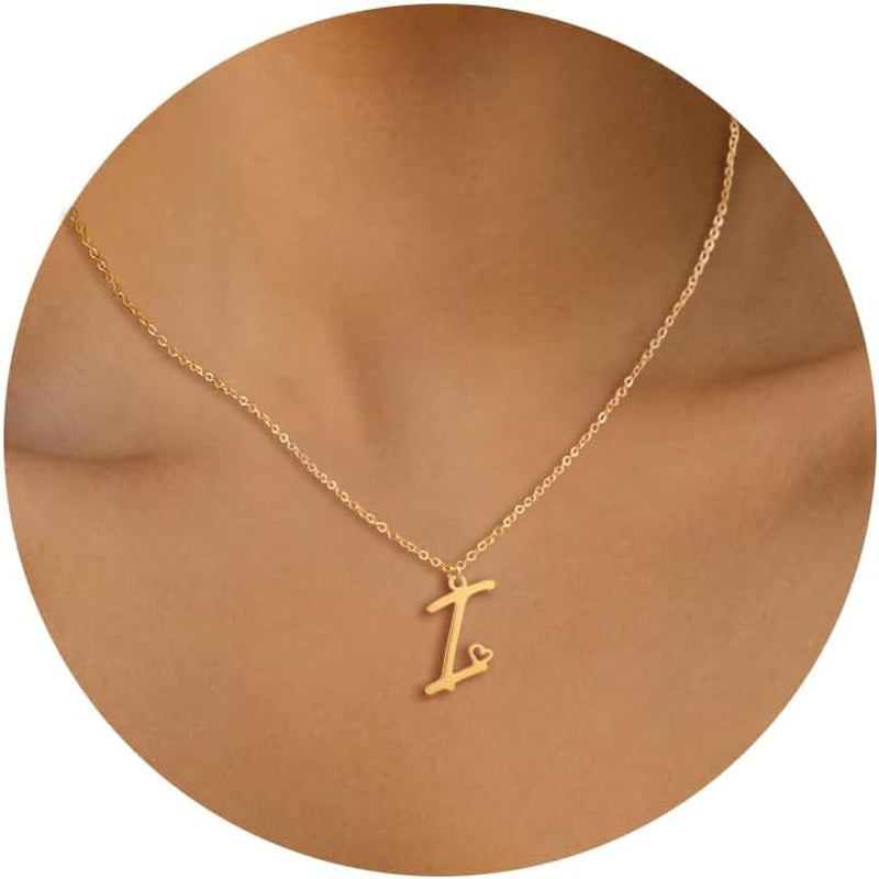 Initial Necklace for Women, Gold Dainty A-Z Letter Pendant with Heart Choker Necklace Jewelery Gifts,Personalized Cute Tiny Initial Pendant Necklace for Girls