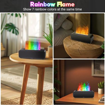 Eseential Oil Diffuser, 250Ml Flame Oil Diffuser - Aromatherapy Humidifier, Sound Activated Flame Effect, Rainbow Flame, Music Sync, Remote Control - Perfect for Bedroom Home Office Yoga (Black)
