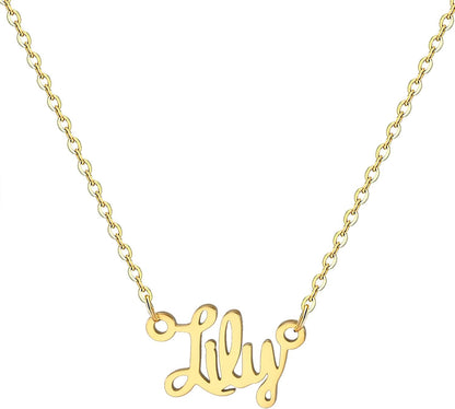 18K Gold Plated Stainless Steel Name Necklace Personalized Custom Name Necklace Customized Nameplate Necklace for Women