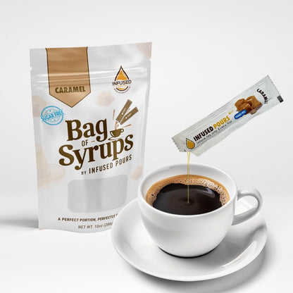 Single Serving Syrup Packets, Variety Pack, for Coffee and Cocktails - Flavors (10 Each): Vanilla, Caramel, Hazelnut - 6Ml Each, 30 Count - Bag of Syrups by