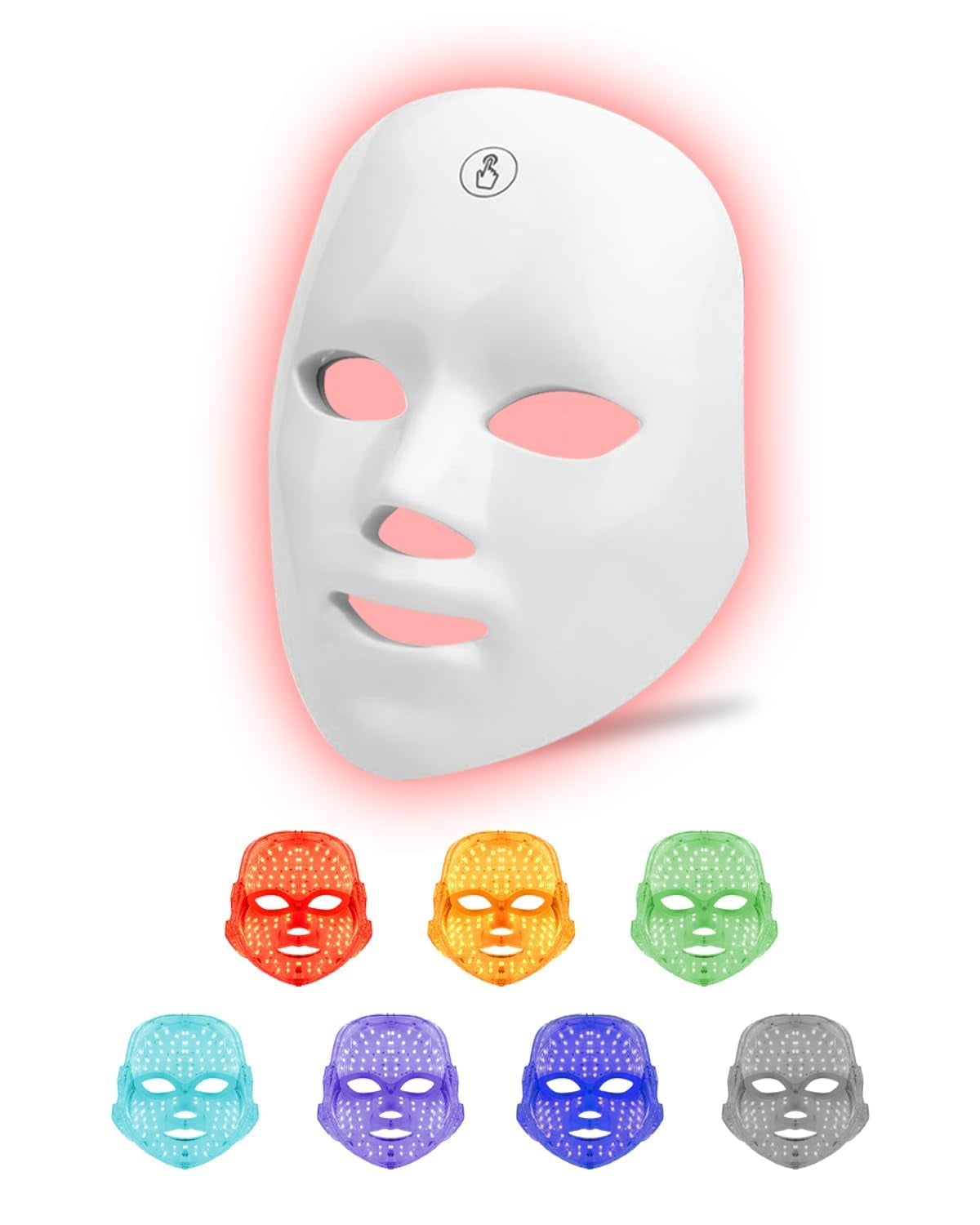 Led Light Therapy Mask, 7 Color Led Face Mask Light Therapy, Face Light Therapy Device, Red Light Therapy, Adapt All Skin, Diminish Spots, Remove Wrinkles, Red Light Face Mask