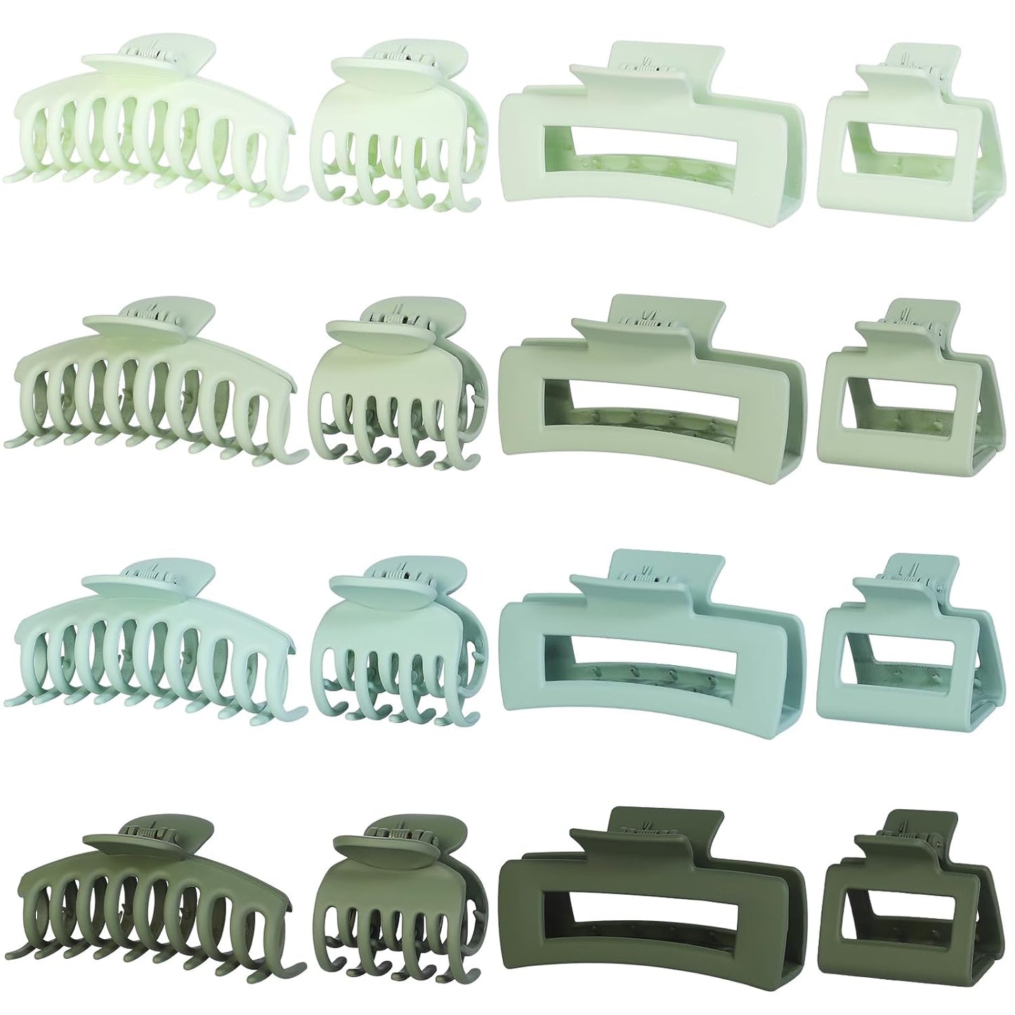 Hair Clip 16 Count for Women - Hair Claws for Thin Thick Curly Hair - Large and Small Matte Banana Clips - Strong Hold Nonslip Hair Claws - Various Sizes and Styles