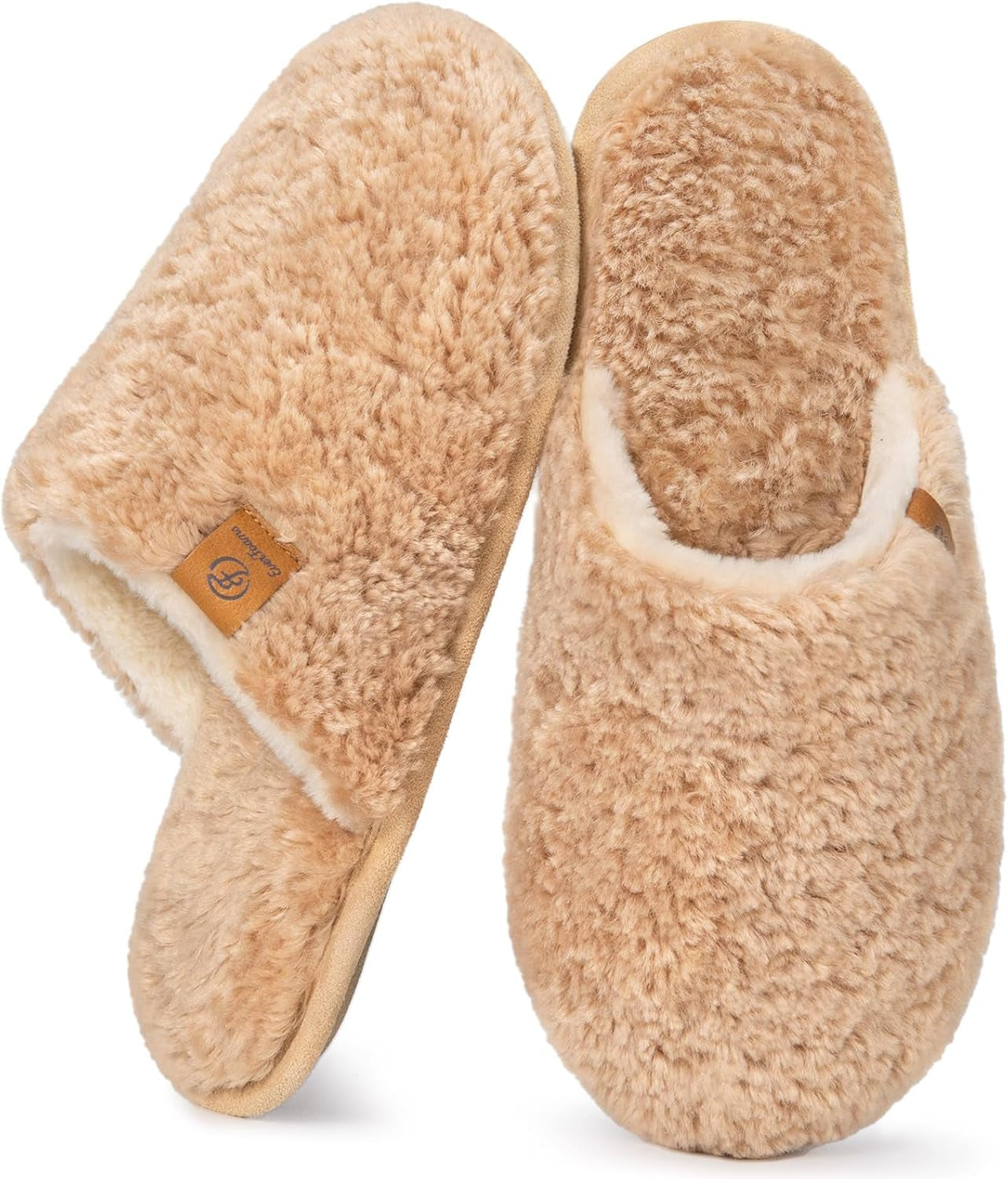 Women'S Fuzzy Slip-On Slippers Warm Cozy Soft Lightweight Memory Foam Indoor House Shoes