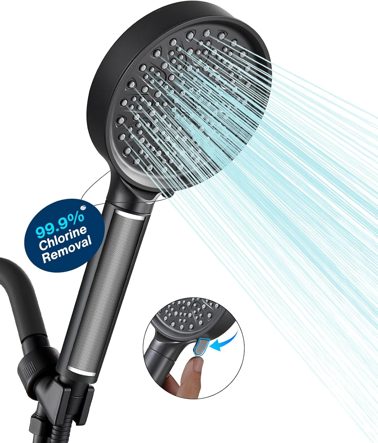 Filtered Shower Head with Handheld, High Pressure 6 Spray Mode Showerhead with Filters, Water Softener Filters Beads for Hard Water - Remove Chlorine - Reduces Dry Itchy Skin, Chrome